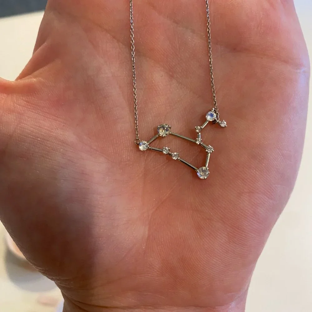 NWOT Leo Zodiac Constellation Moonstone Sterling Silver Necklace - Picture 3 of 9